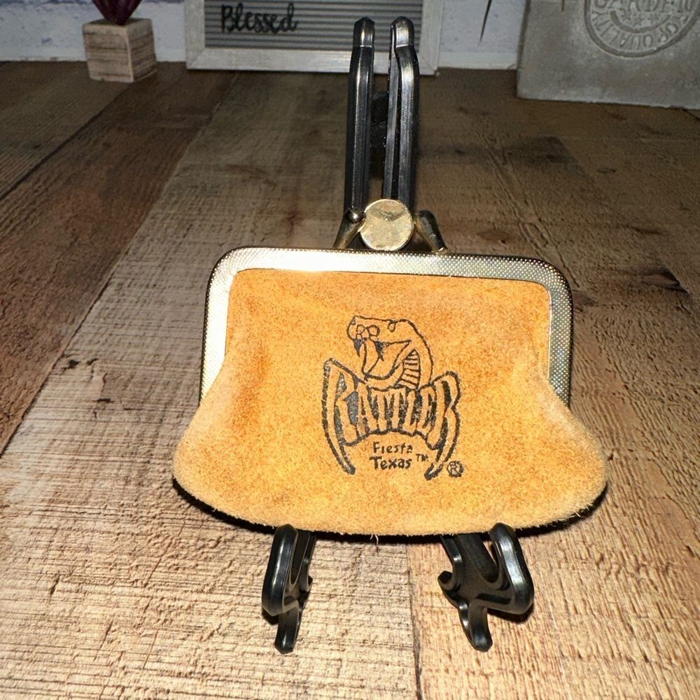 Fiesta Texas Vintage Rattler Kiss lock Leather Pouch 90s